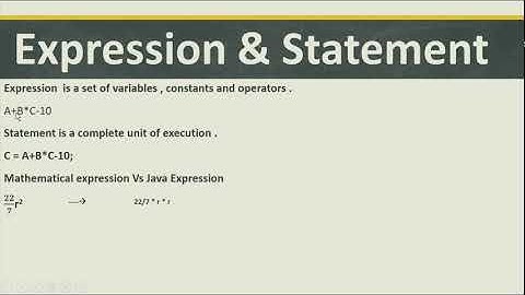 EXPRESSION & STATEMENT IN JAVA