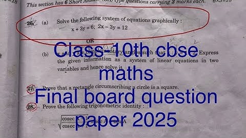 Class-10th #cbse #maths | Solve the following system of equations graphically: x+3y=6; 2x-3y=12