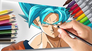 Drawning Goku Super Saiyan Blue From Dragon Ball Super