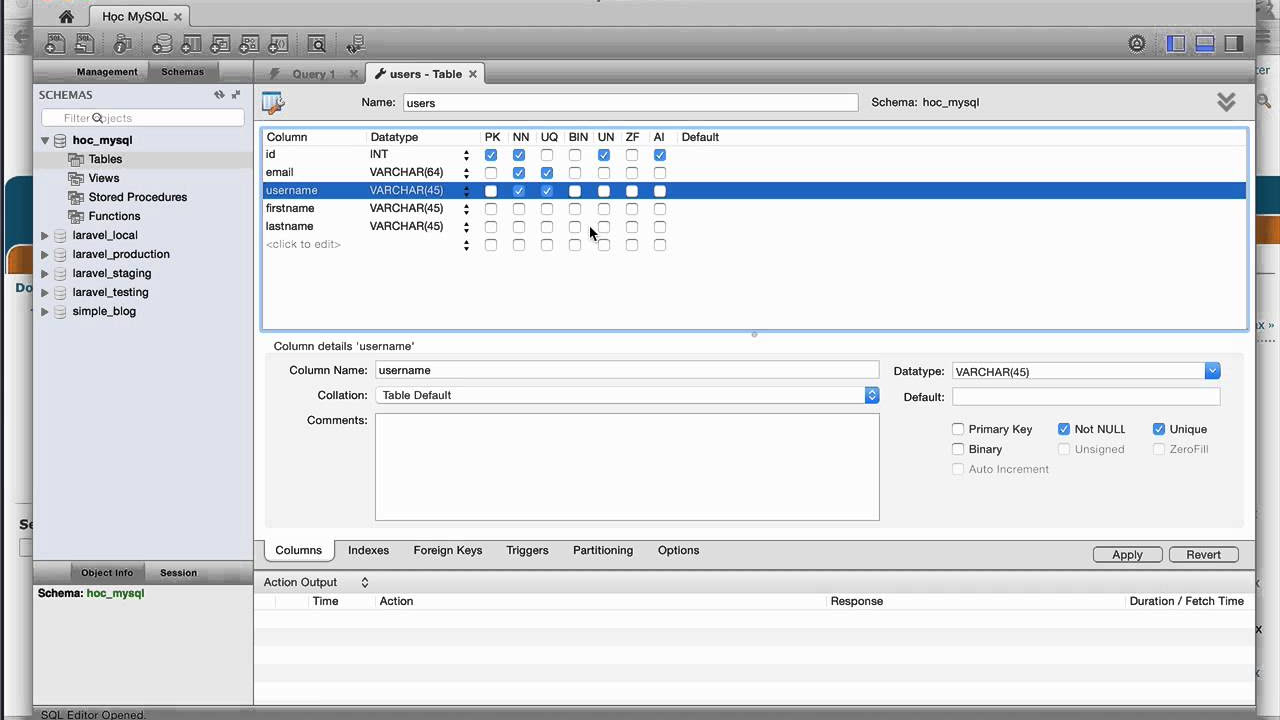 mysql workbench ภาษาไทย  New Update  03 - Cách tạo bảng trong MySQL