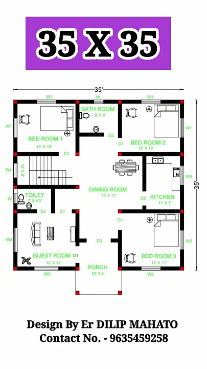 #35x35 House plan ! 35 by 35 ghar ka naksha  #shorts #viralshort #building_plan #engineer_mahato