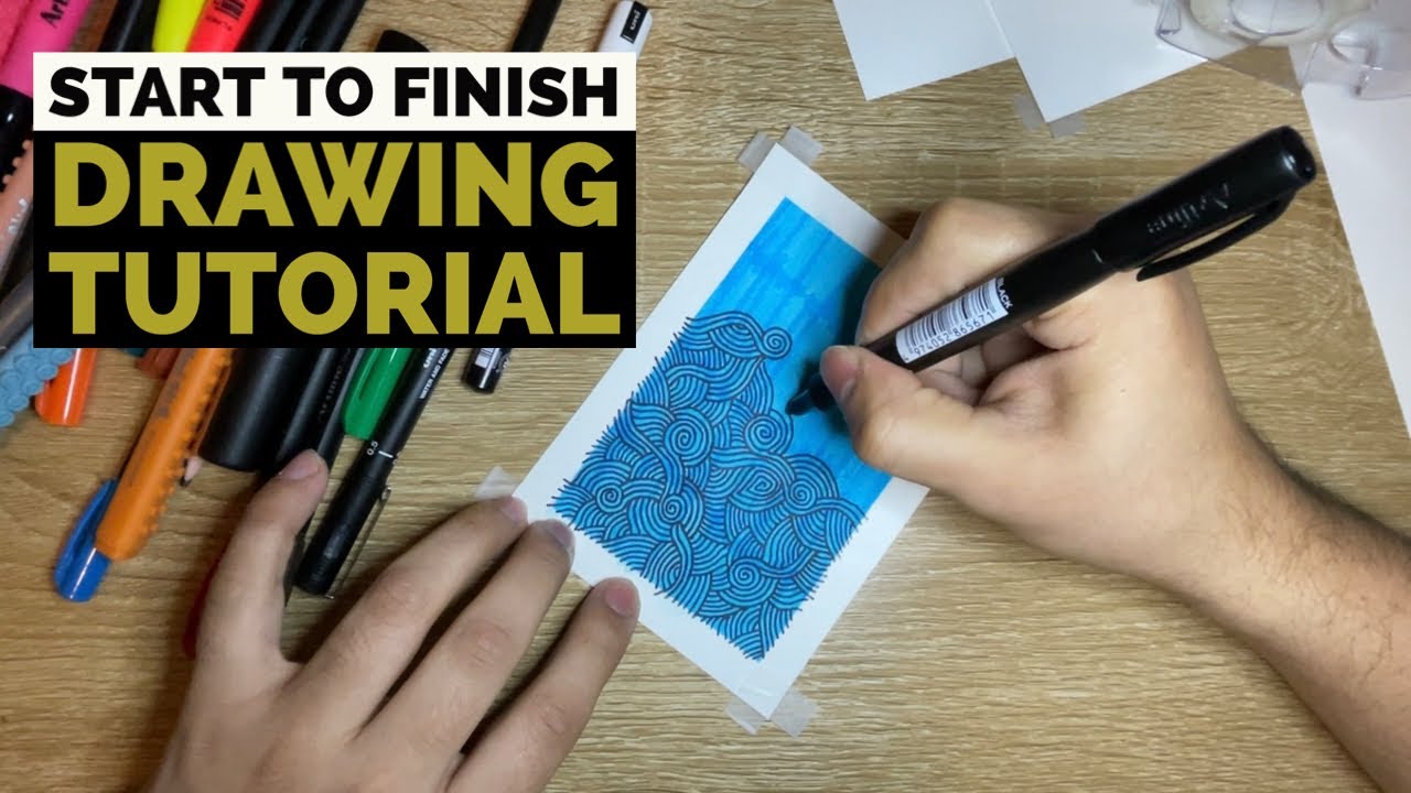Start to Finish Abstract Drawing Process (Speedup x2) - YouTube