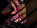Red Pink 3D Floral Extra Square Nails #customnails #nails #luxurynails #pressonnails #nailart