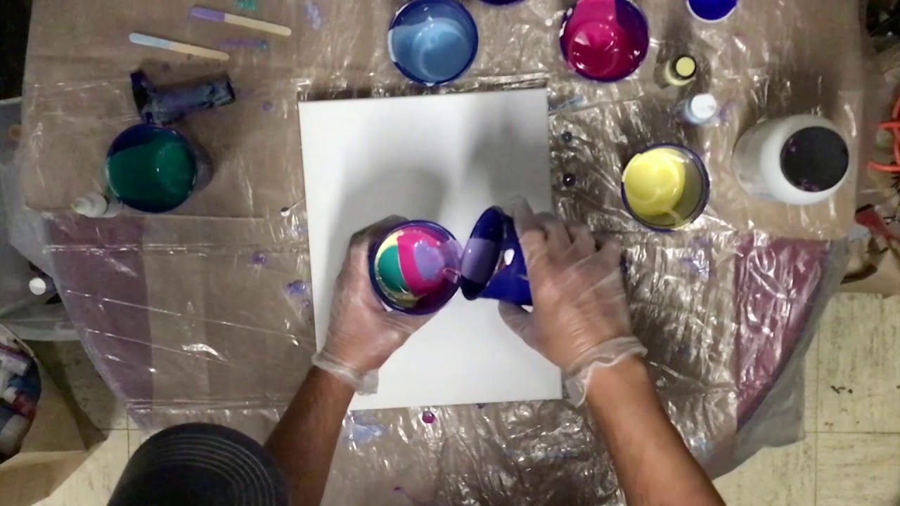 Flip Cup Pour | Acrylic Pour | 11x14 Canvas - YouTube