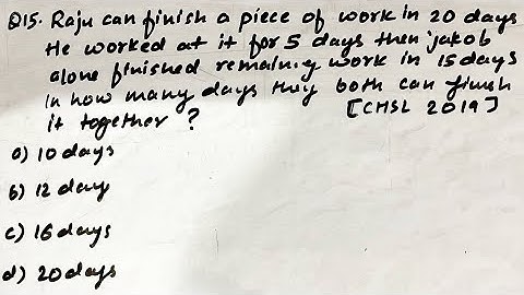 Raju can finish a piece of work in 20 days. He worked at it for 5 days and then Jakob alone ssc chsl
