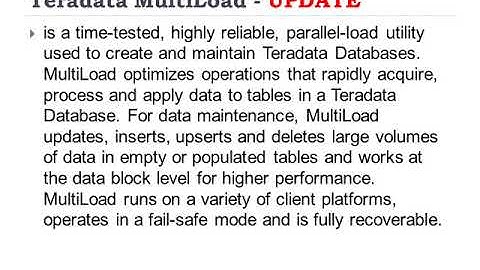 Teradata Load and Unload Utilities1