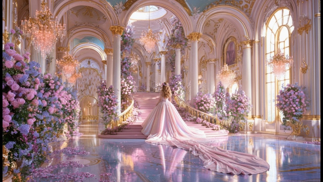 🌸🏰A Palace of Dreams, Pink Horses and Flowers | The Visual Journey into a Floral Dreamscape