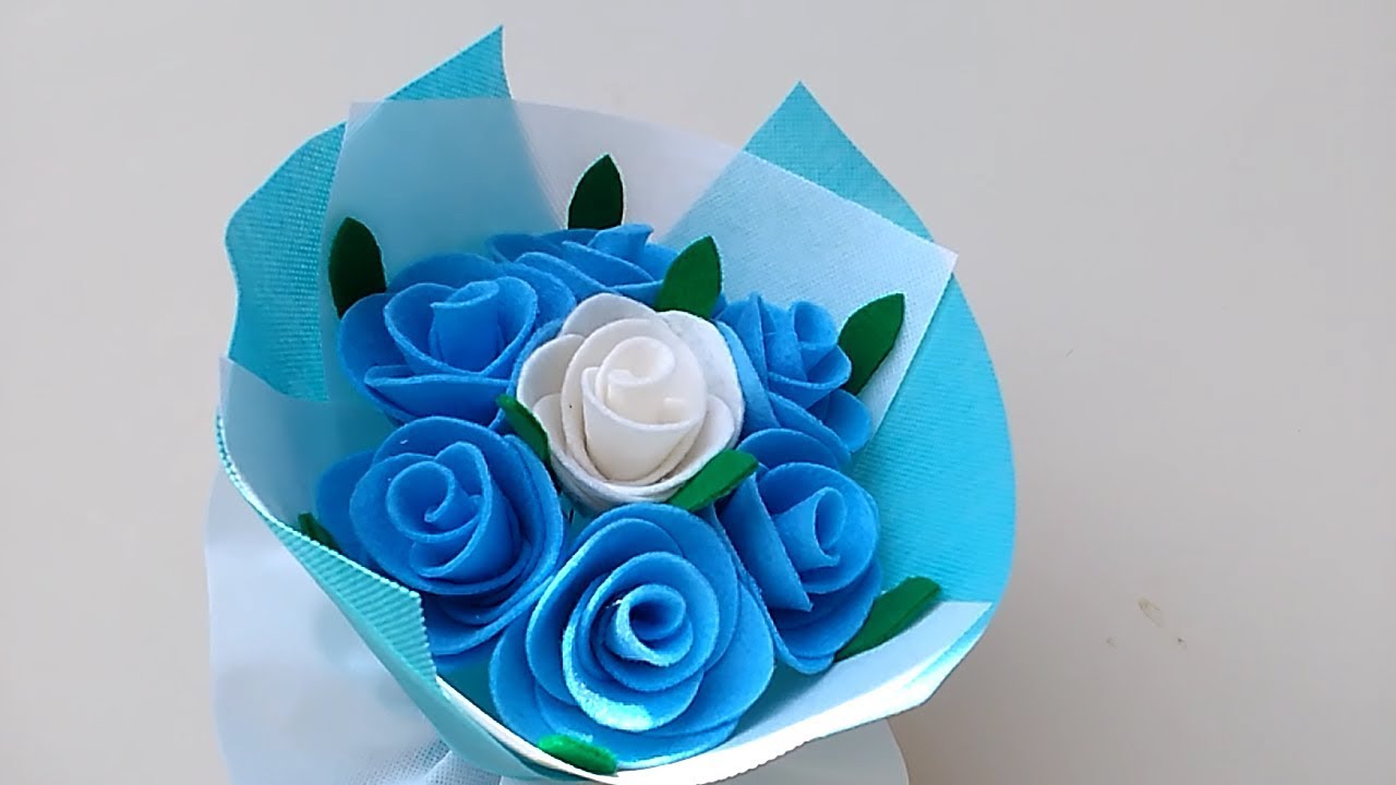 Wrapping felt rose bouquet Cara membungkus buket  Bunga  