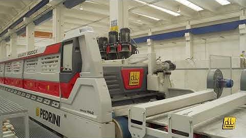 Pedrini honing and polishing line for granite stone slabs in Carrara, Italy