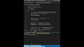 find quotient and remainder in C++ program #shorts #quotient #remainder #aapnueducation #findquotien