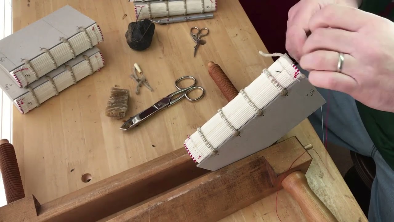 Stitching endband of 1773 Primitive Physick