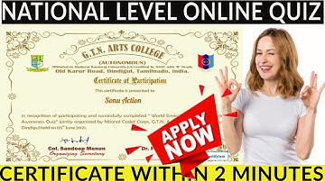 National Level Online Quiz on World Environmental Day  | Get Free Certificate With In 2 Min | Free