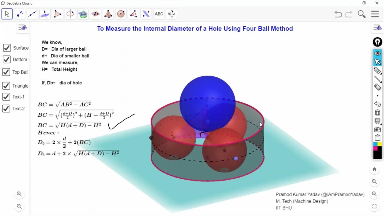 To measure the internal diameter of a hole using four ball method YouTube