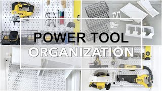 POWER TOOL ORGANIZATION: Garage Organization using metal pegboards (Wall Control)