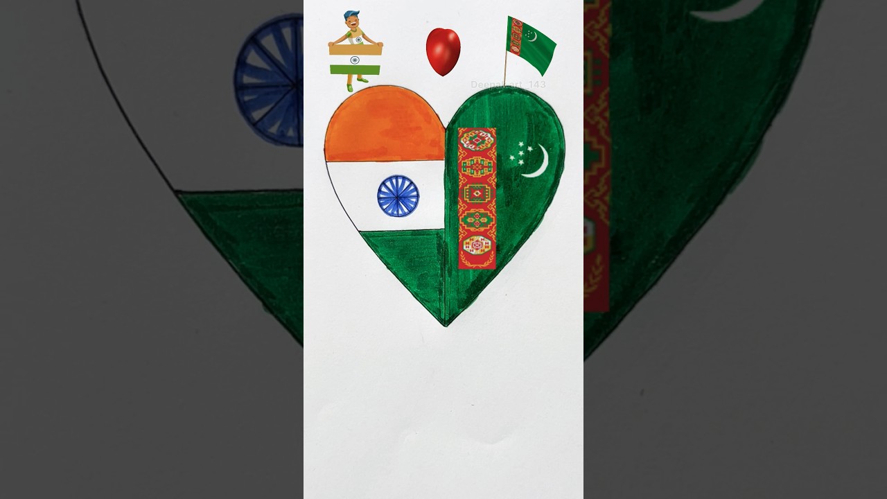 India🇮🇳 Vs Turkmenistan🇹🇲 Flag Drawing Independence Day Drawing 