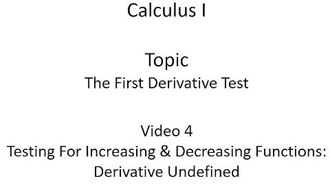 Testing for Increasing & Decreasing Intervals: Derivative Undefined