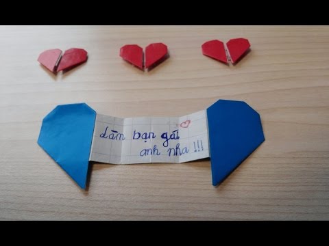 [Origami] Hướng dẫn gấp TRÁI TIM TỎ TÌNH - Làm bạn gái anh nha