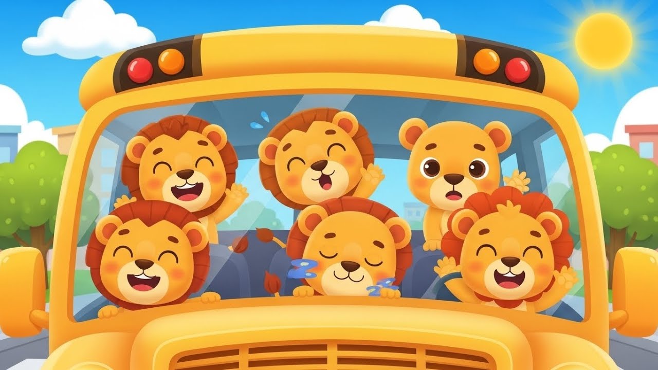 Five Little Lions on the Bus 🚌 | Counting Song for Kids
