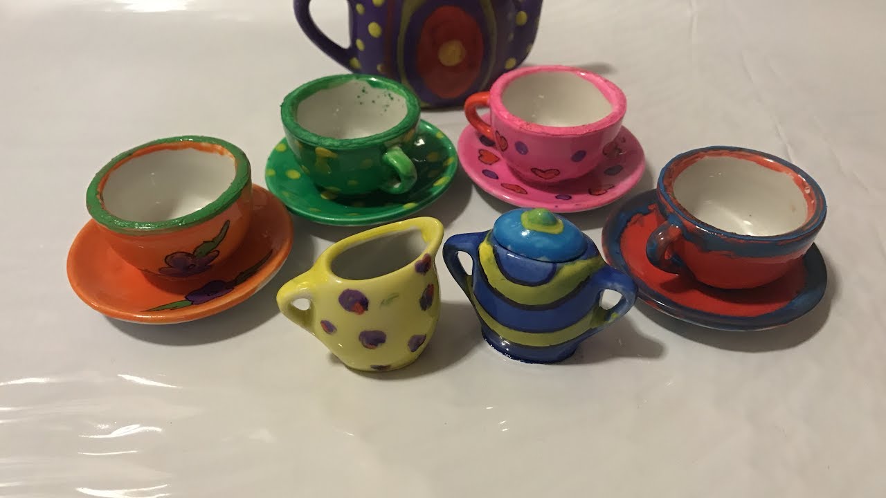 Paint your own miniature tea set LEARN COLOURS WITH CERAMIC PAINTS
