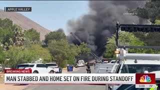 Woman suspected of stabbing man setting Apple Valley home on fire