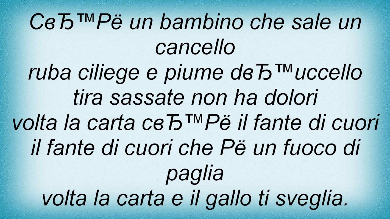 Fabrizio De André Volta La Carta Testo