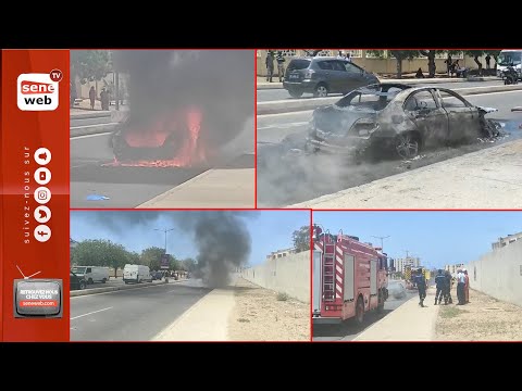 Route de Ouakam: Une voiture prend feu en pleine circulation à côté de la base française