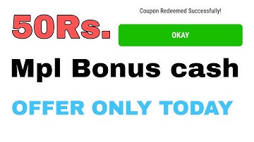 Today mpl bonus code,Mpl bonus coupon code || Tech2kunal