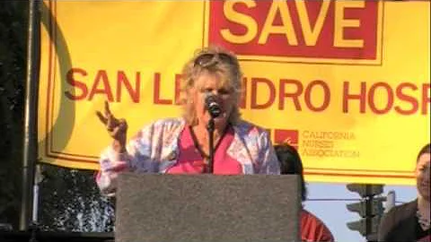 Carole Rogers speaks at a vigil to save San Leandr...