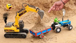 diy tractor mini bulldozer loading full trolly soil | Construction Vehicles |tractor, excavator work