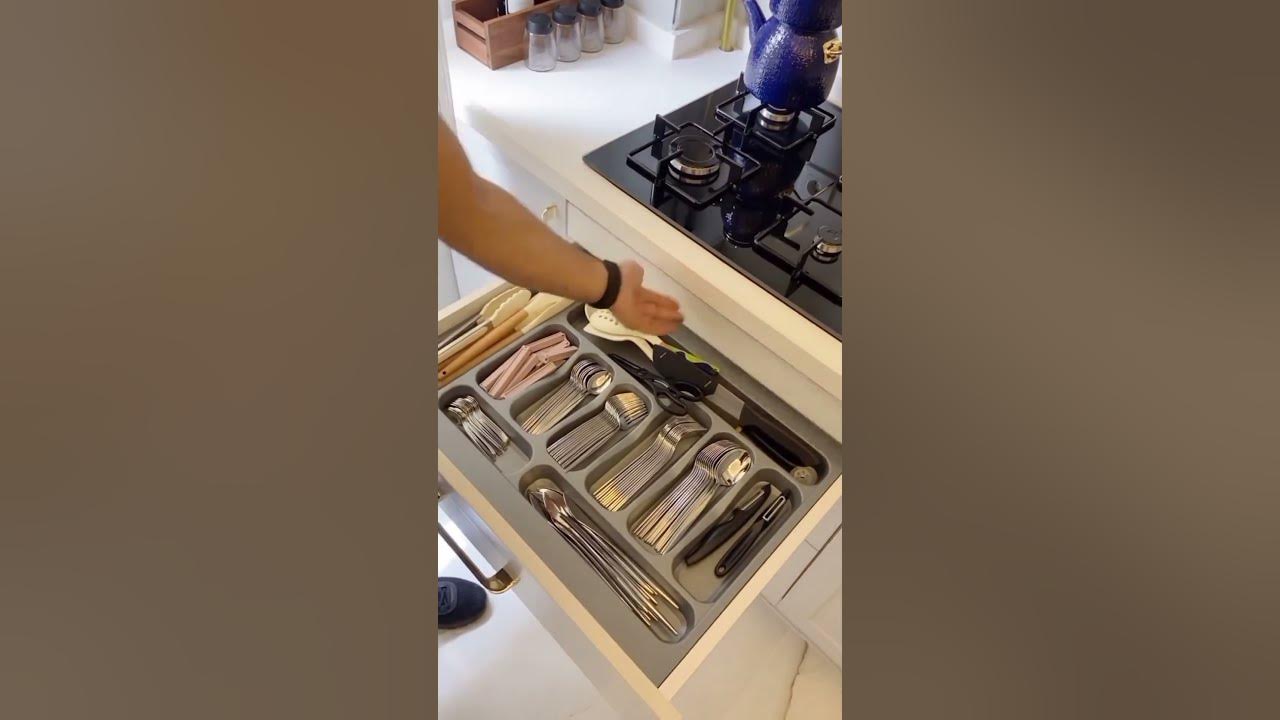 Smart Slide Cutlery tray for Kitchen |Cutlery Organizer for Kitchen |PVC Cutlery Tray For Drawer Smart Slide Cutlery tray for Kitchen |Cutlery Organizer for Kitchen |PVC Cutlery Tray For Drawer