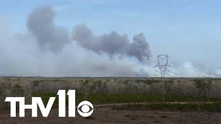 Authorities continue evacuations after wildfire in Arkansas