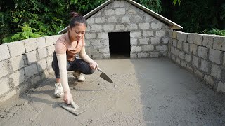 Pouring concrete foundation for dog house - Green forest life, free bushcraft
