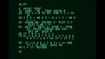 ASMR Programming - Apple II Applesoft BASIC - Mandelbrot Set