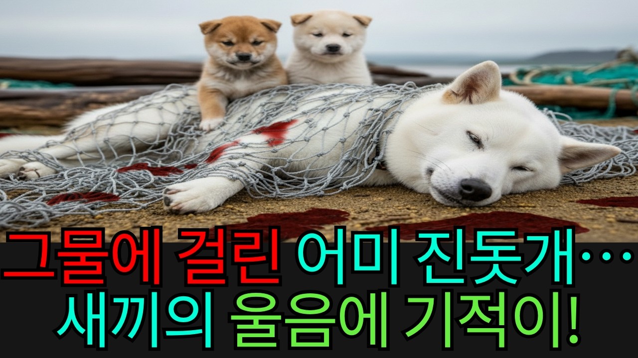 그물에 걸려 숨이 막혀가던 어미 진돗개… 두 새끼가 필사적으로 짖어 도움을 구하자, 기적이 일어났다!