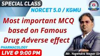 NORCET Pre  , Pharmacology Questions Session Class,  By Mr. Yogendra Nagar Sir