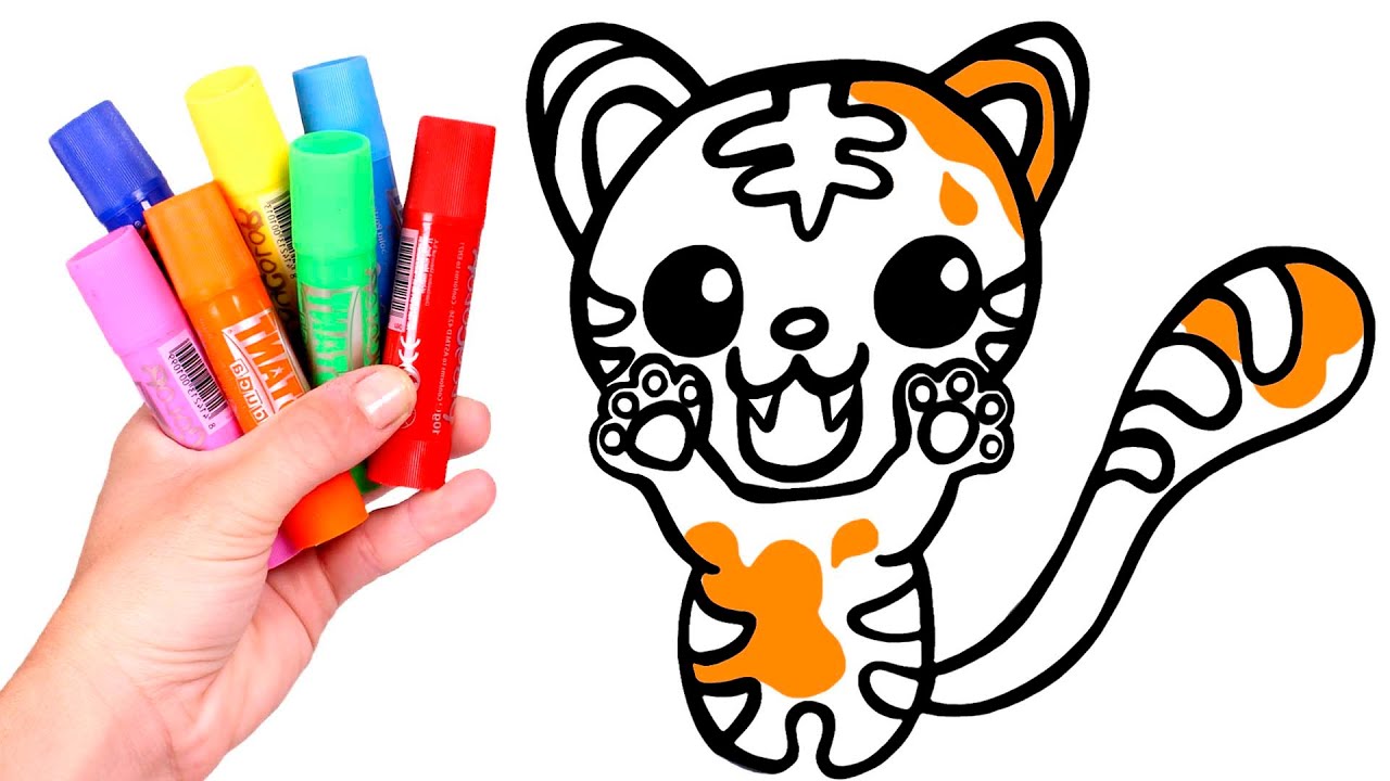 ⁣Dibuja y Colorea un Bebé Tigre Kawaii 🐯🎨 Videos para niños