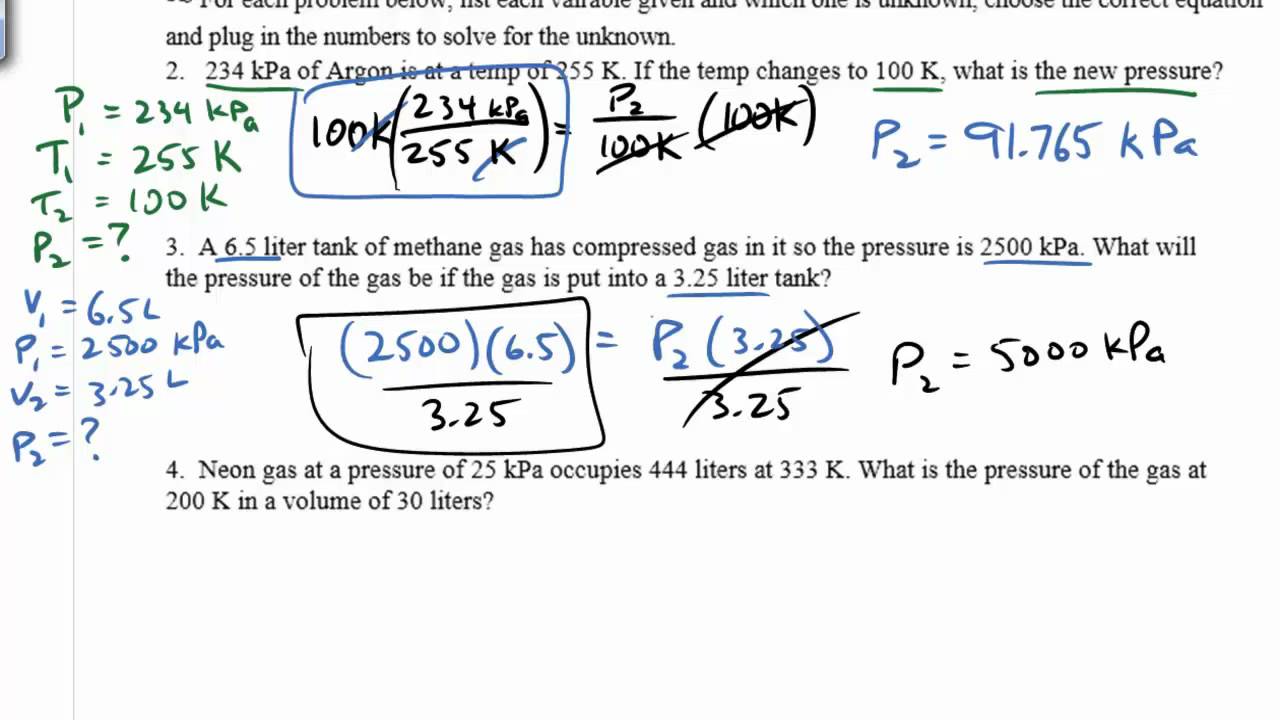 Gas Law Practice Problems Boyle s Law Charles Law Gay Lussac s And Combined Gas Law YouTube