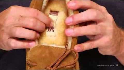 Lamo Mens Classic Suede Moccasin Slippers - Chestnut - Product Review Video
