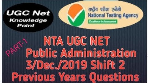 NTA UGC NET PAPER 2 (PYQ)// UGC NET Paper 2 Public Administration // 3/ dec./2019 1 to 50(51 to 100)