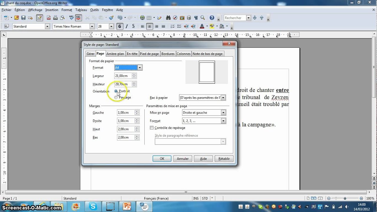 comment modifier les marges sur open office writer