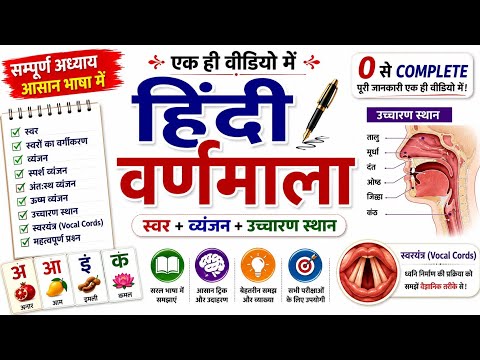 हिंदी वर्णमाला (Varnamala) Complete in One Video | स्वर और व्यंजन | Hindi Grammar for All Exams
