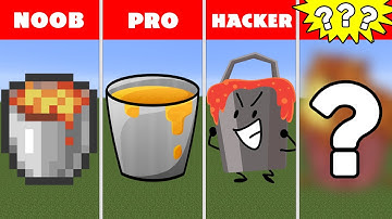 Pixel Art (NOOB vs PRO vs HACKER vs GOD) Lava Bucket in Minecraft