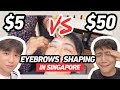 CHEAP vs EXPENSIVE EYEBROWS SHAPING IN SINGAPORE ($5 vs $50) 新加坡$5 修眉服务 vs $50 修眉服务