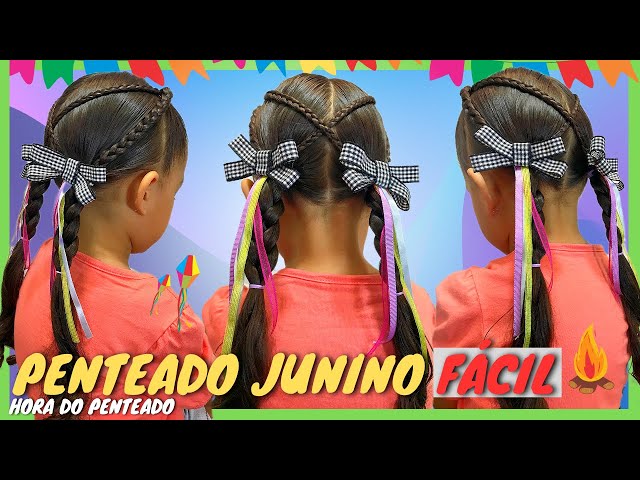 Penteados Infantis 2020: fotos, tutoriais, dicas  Penteado festa junina  infantil, Penteados infantis, Penteado infantil simples