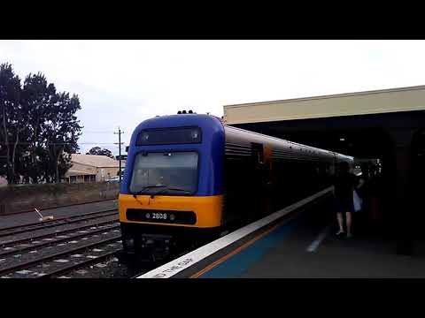 The train coming to Bomaderry Train Station in NSW , Australia