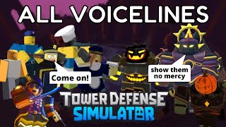 All Tower \u0026 Bosses Voice lines in Tower defense simulator | Tower defense simulator