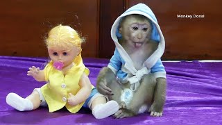 Wow Super Cutest Baby Monkey Donal And Doll