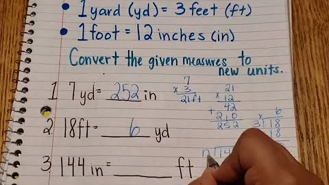 Grade 3-4 Math: Measurement - Convert Yards Feet and Inches