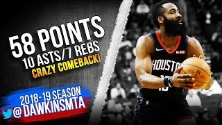James Harden Full Highlights 2019 02 28 Rockets vs Heat   58 Pts 10 Asts 8 Threes!  FreeDawkins