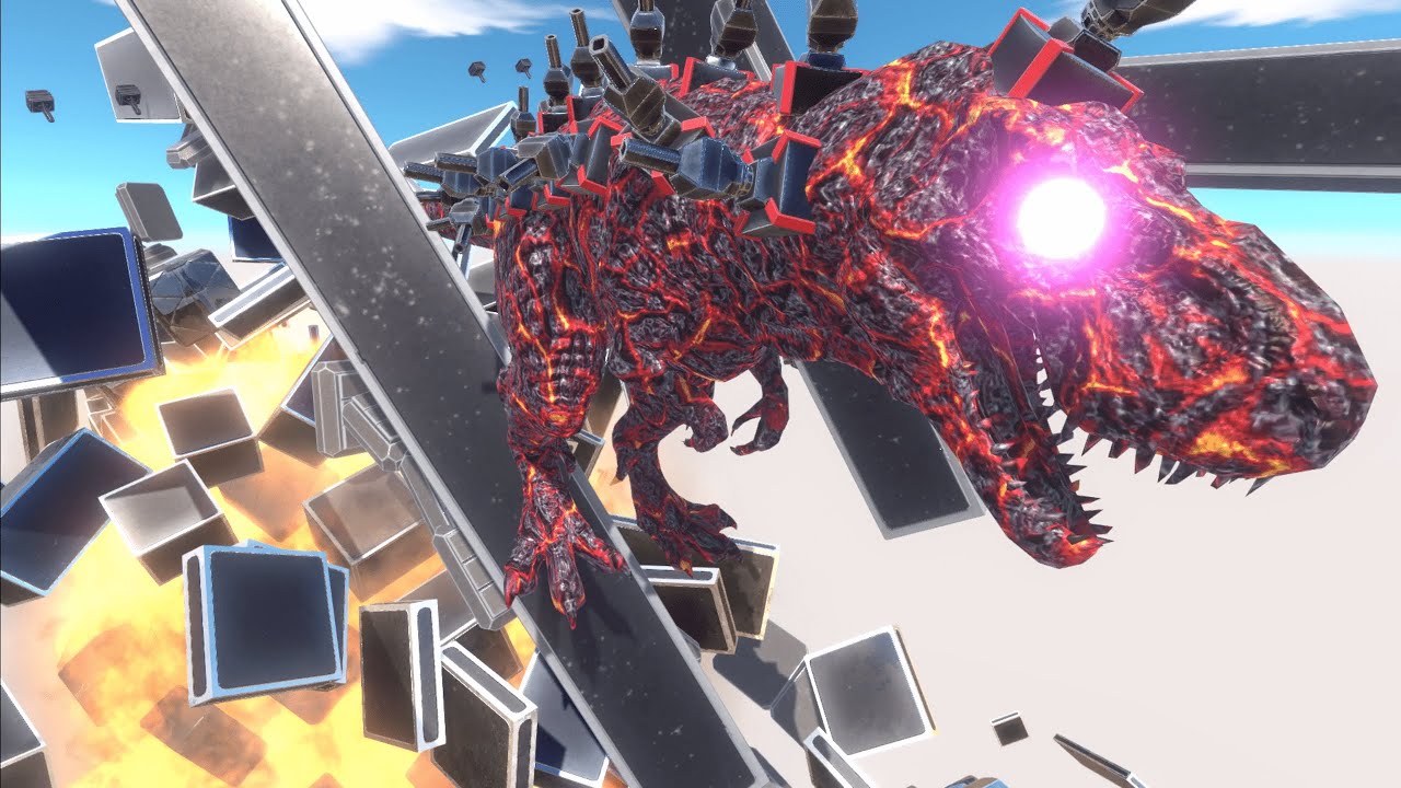 🔥Deadly Lava T-rex Death Fall🦖The plane exploded⚡Animal Revolt Battle ...